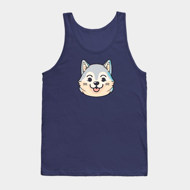 Happy Cartoon Husky Tank Top by Serene Simplicity